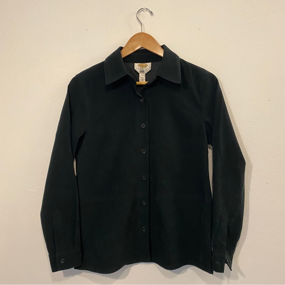 Talbots Petites Faux Suede Forrest Green Button Down - Part of Set